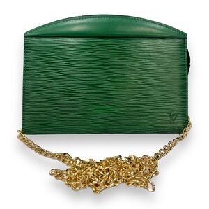 Custom Louis Vuitton Crete Green Épi Leather Trousse Pouch with Strap